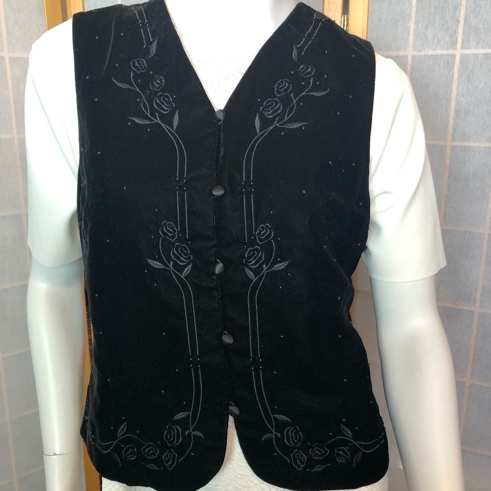 Talbots Black Velvet Vest